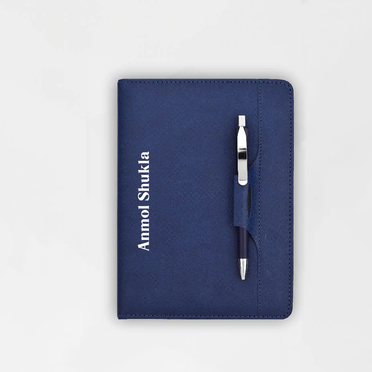 Personalized Sleek Blue Diary And Pen Gift Combo For Him