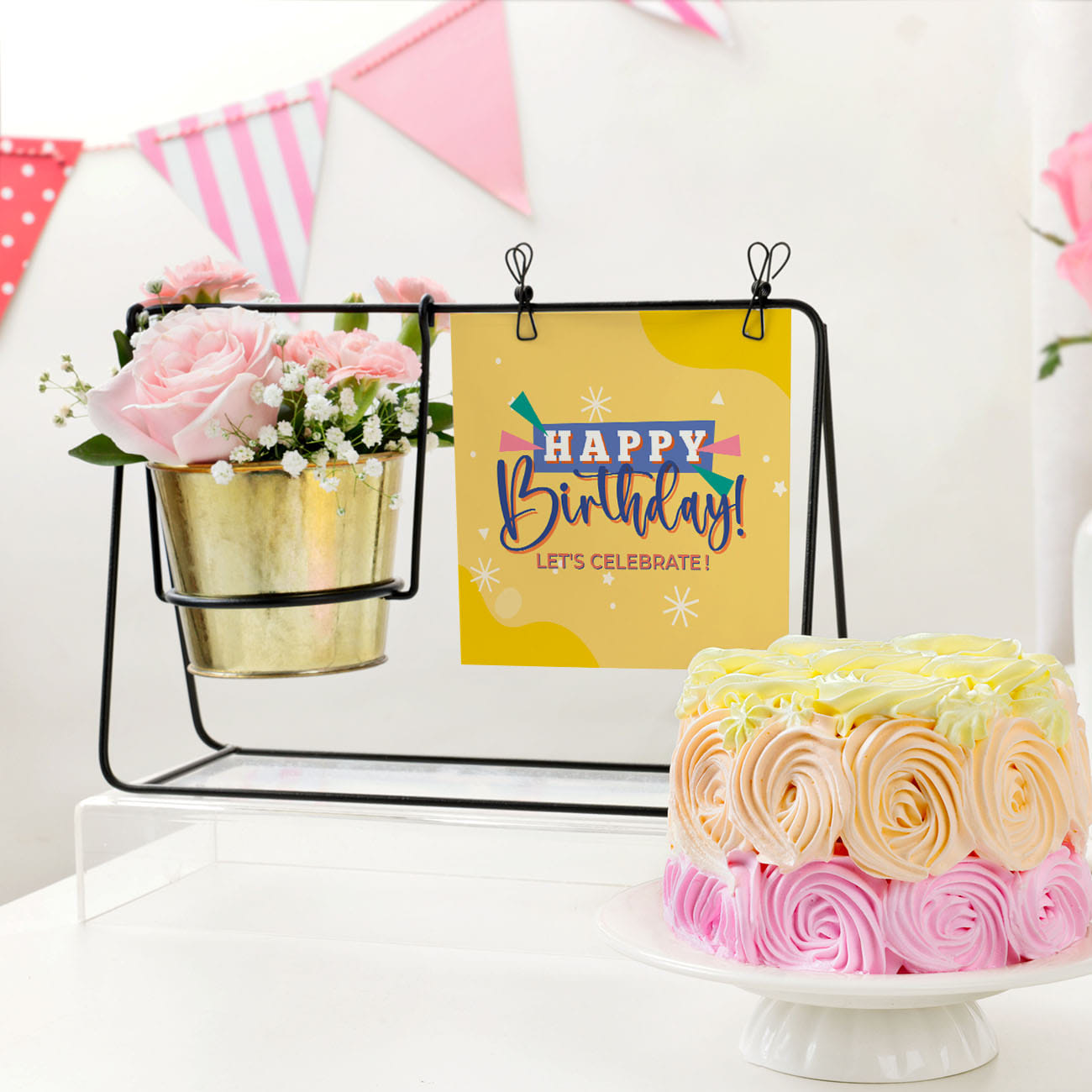 Personalized Swinging Metal Planter Birthday Combo