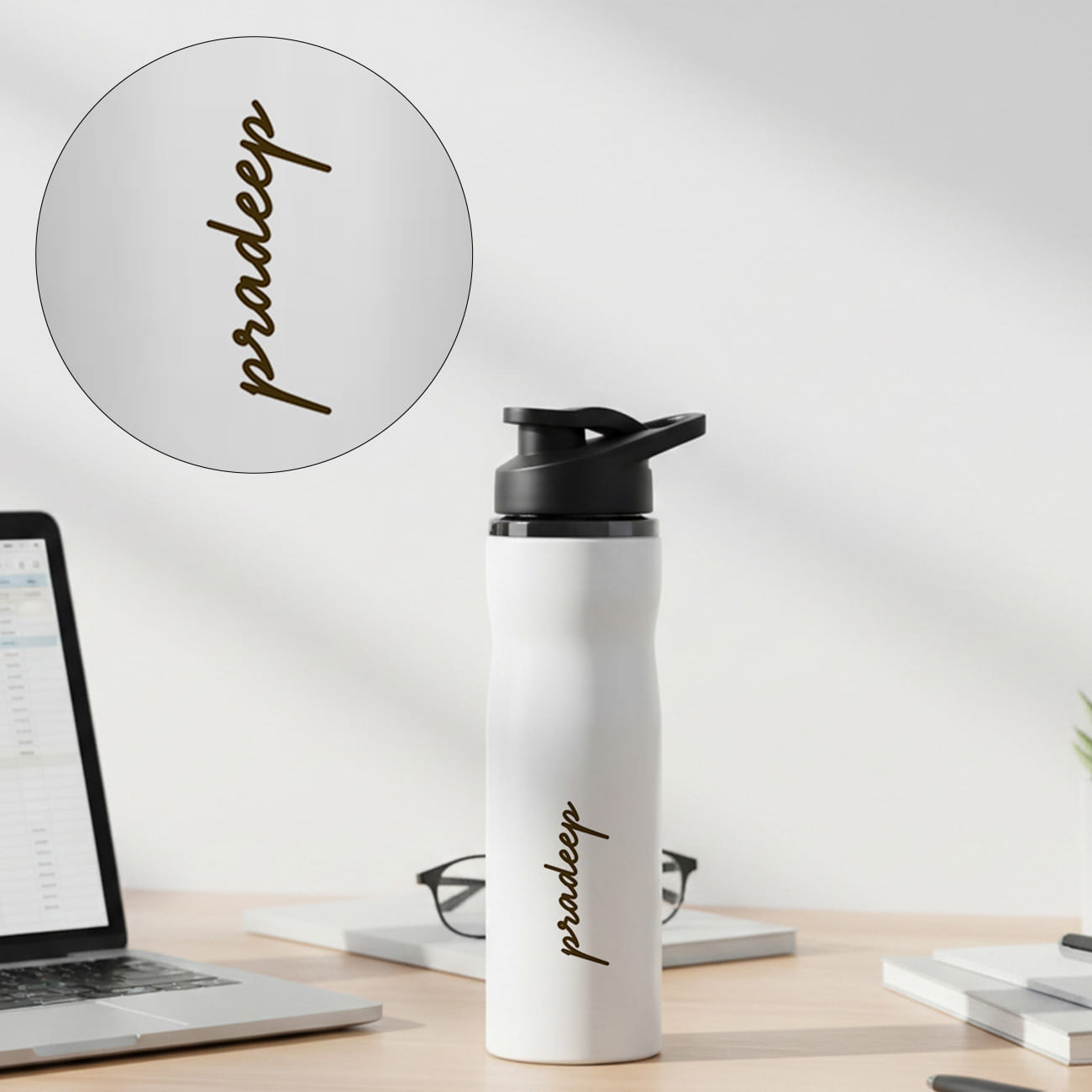 Personalized White Stainless Steel Bottle