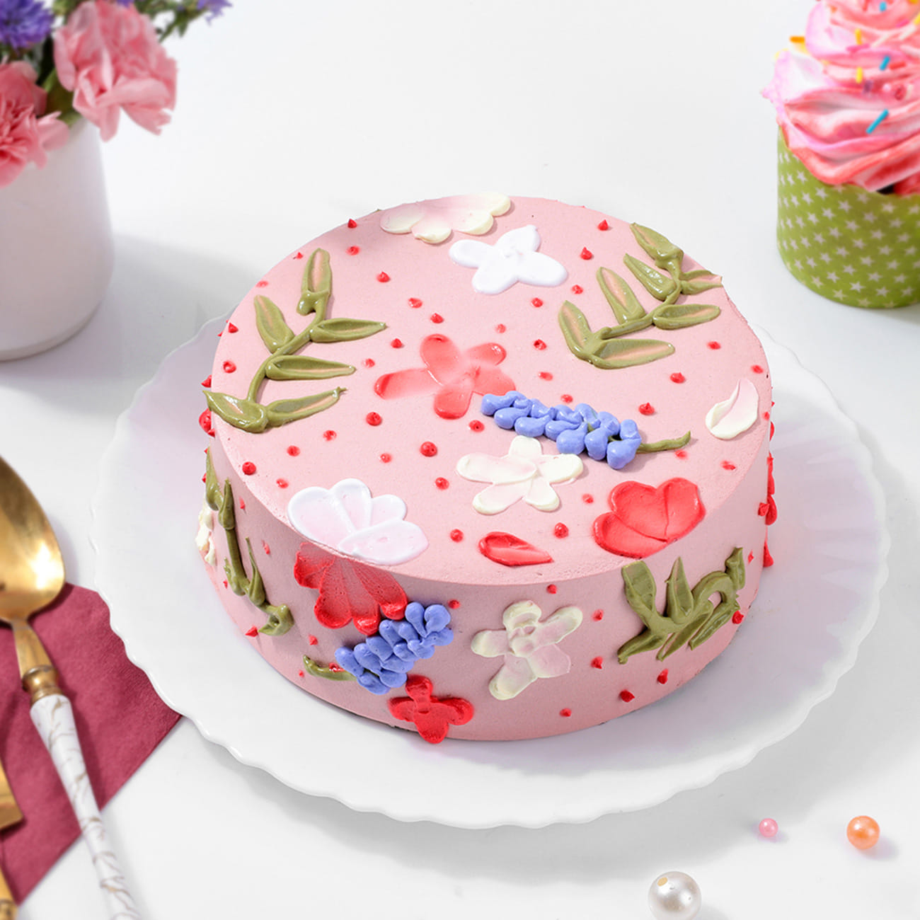 Pink Floral Delight Cake