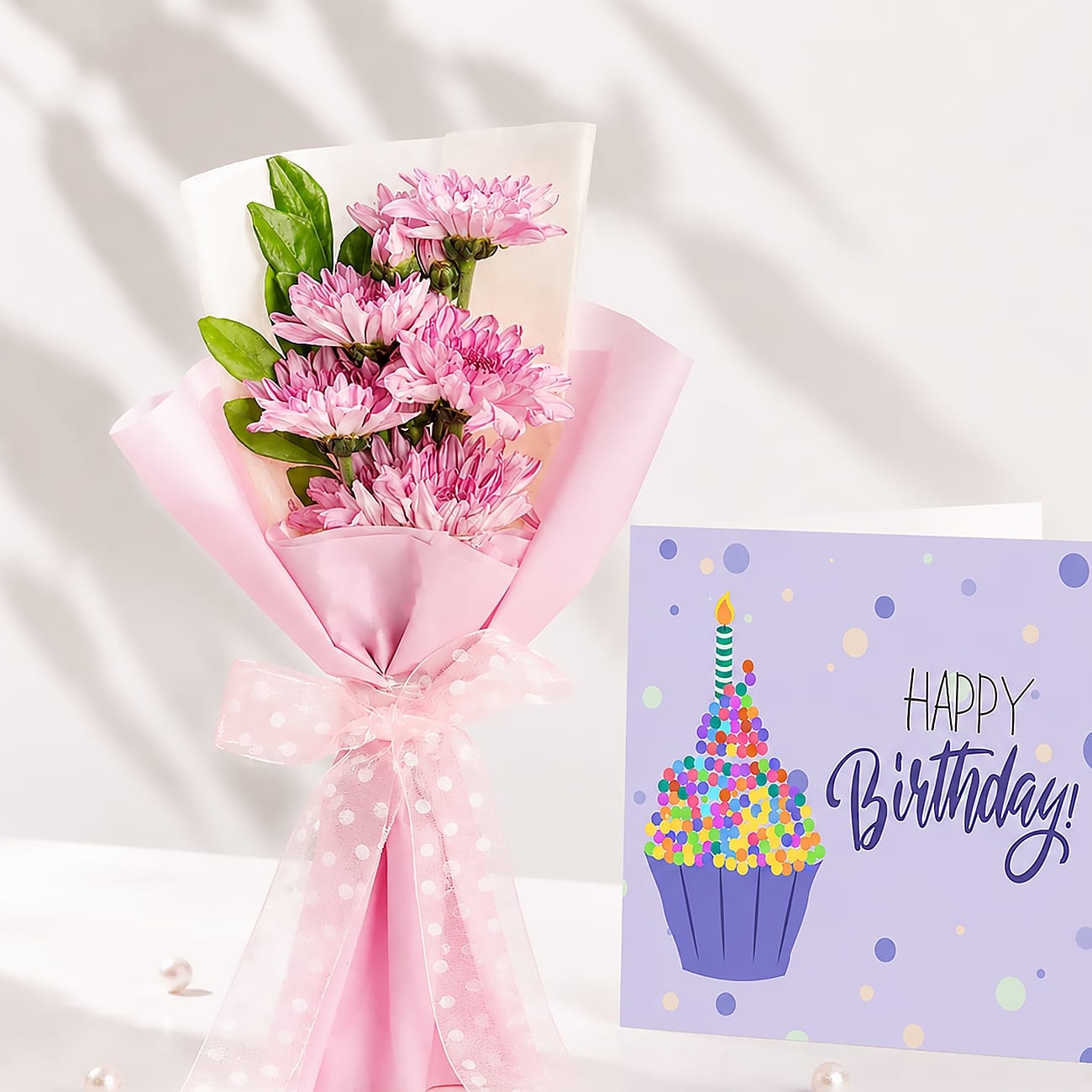 Pink Florals with Card