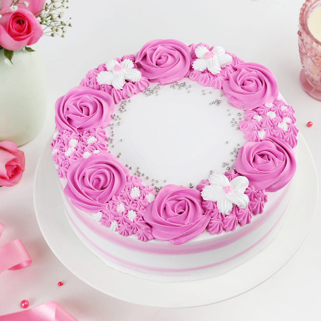 Pink Rosette Cake