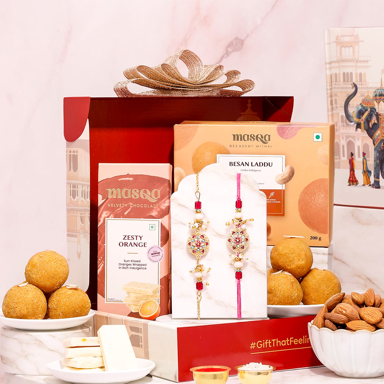 Pretty Pink Meenakari Rakhi Gift Hamper