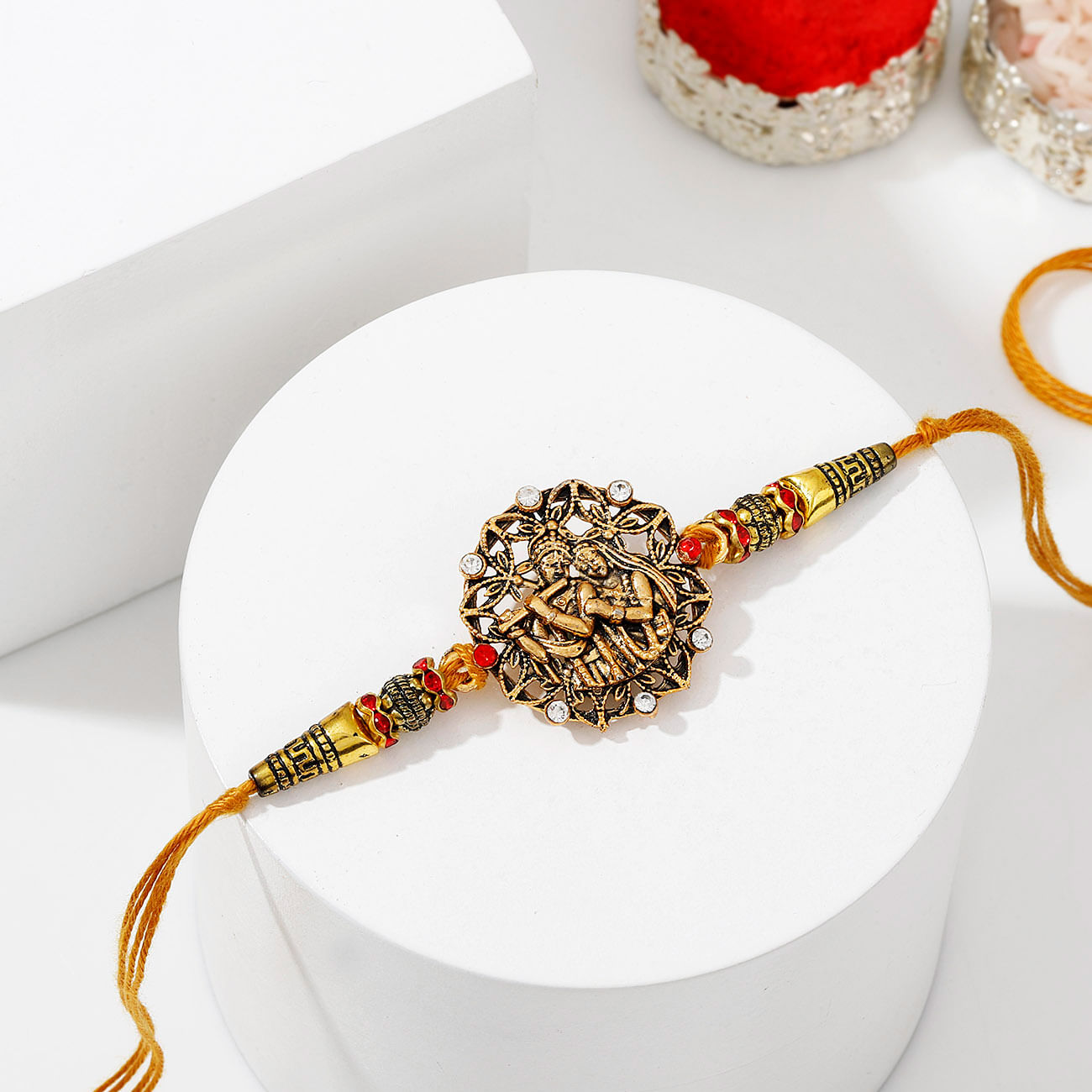 Radha Krishna Rakhi with CZ Stones