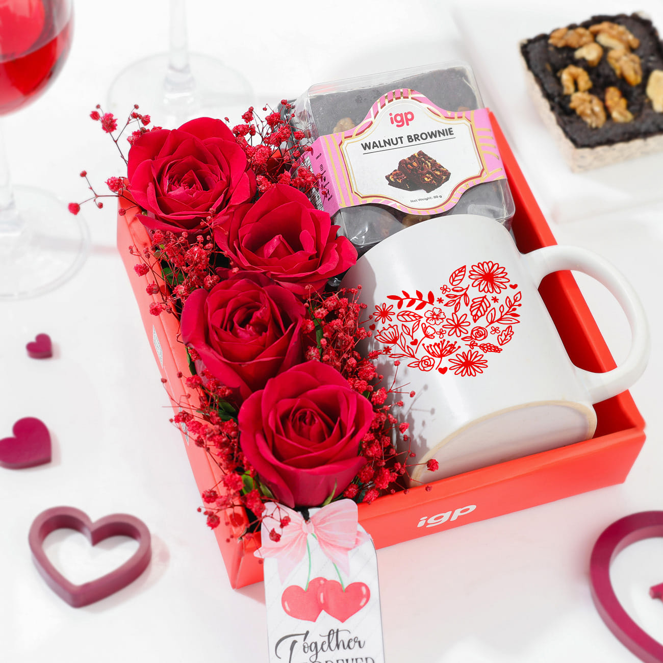 Red Roses and Brownie Hamper