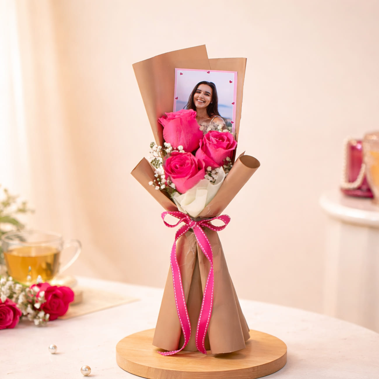 Rose Bouquet with Personalized Polaroid Card