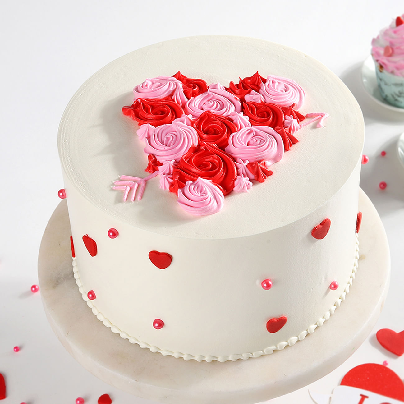 Rose Hearts Cake