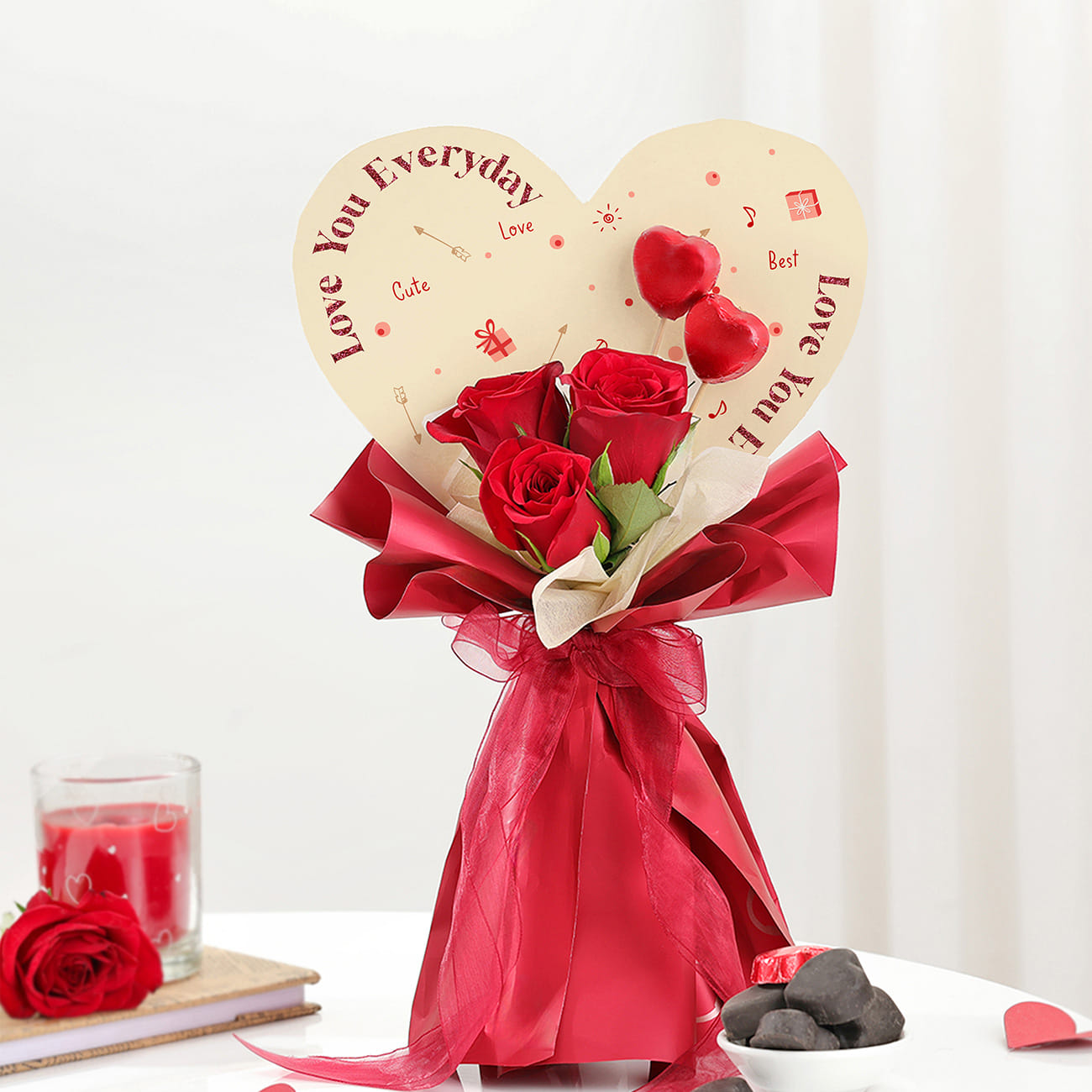 Roses And Chocolate Valentine's Day Bouquet