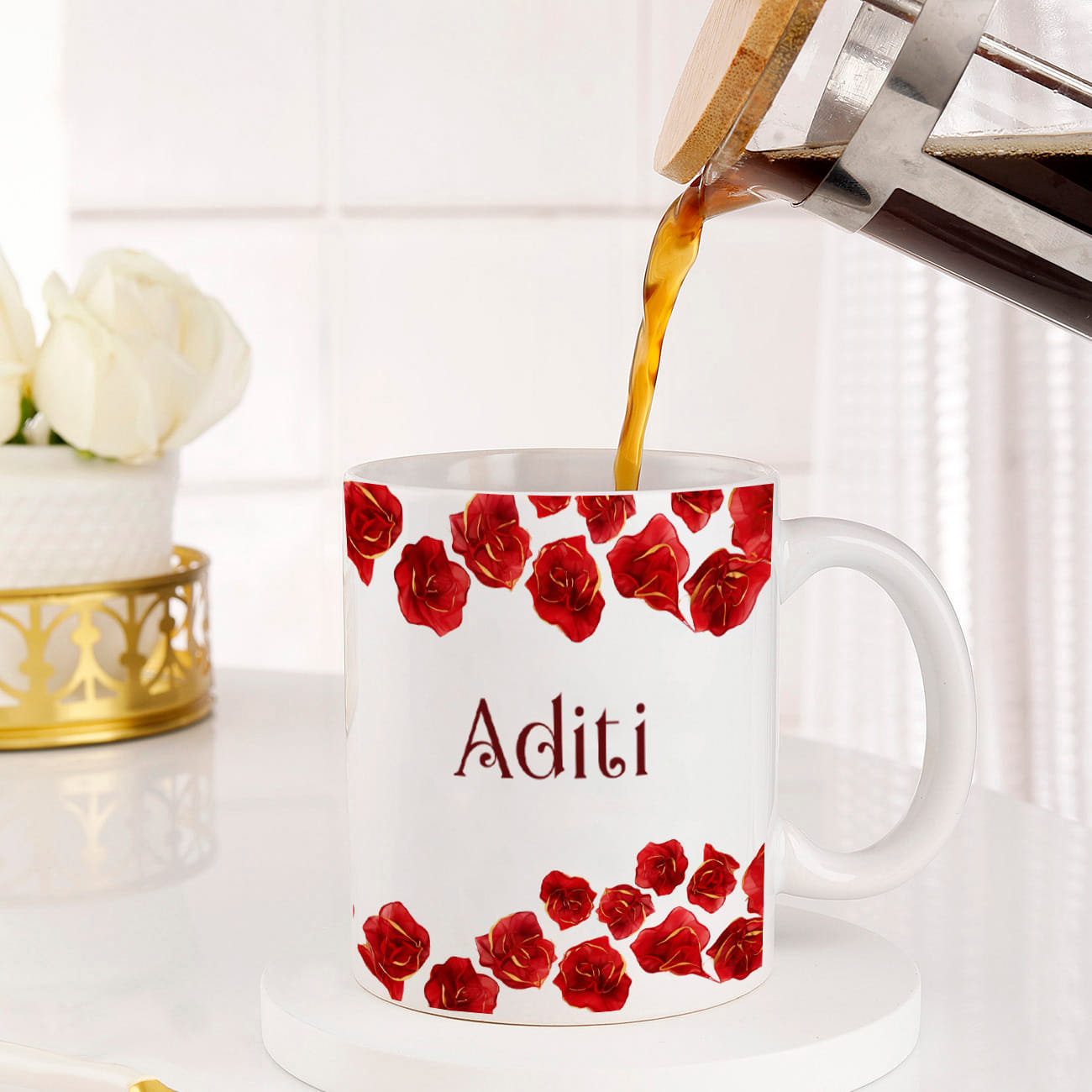 Rosy Charm Personalized Mug