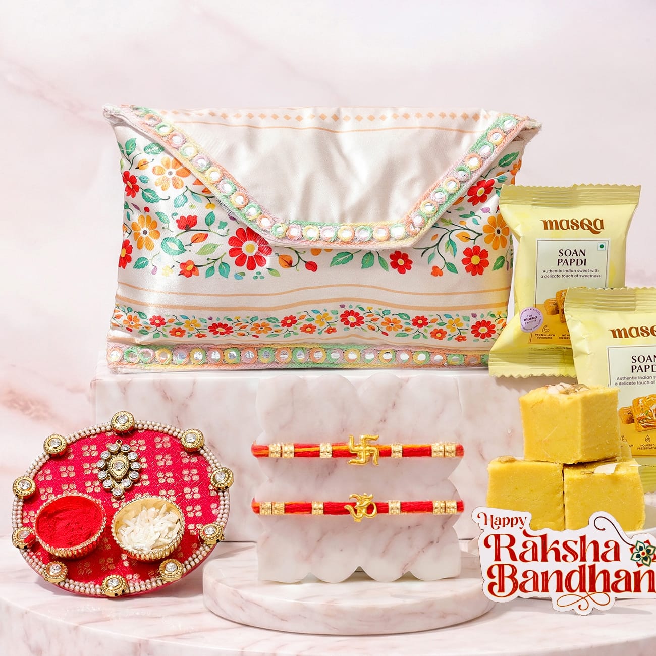 Sacred Om Swastika Rakhi Hamper