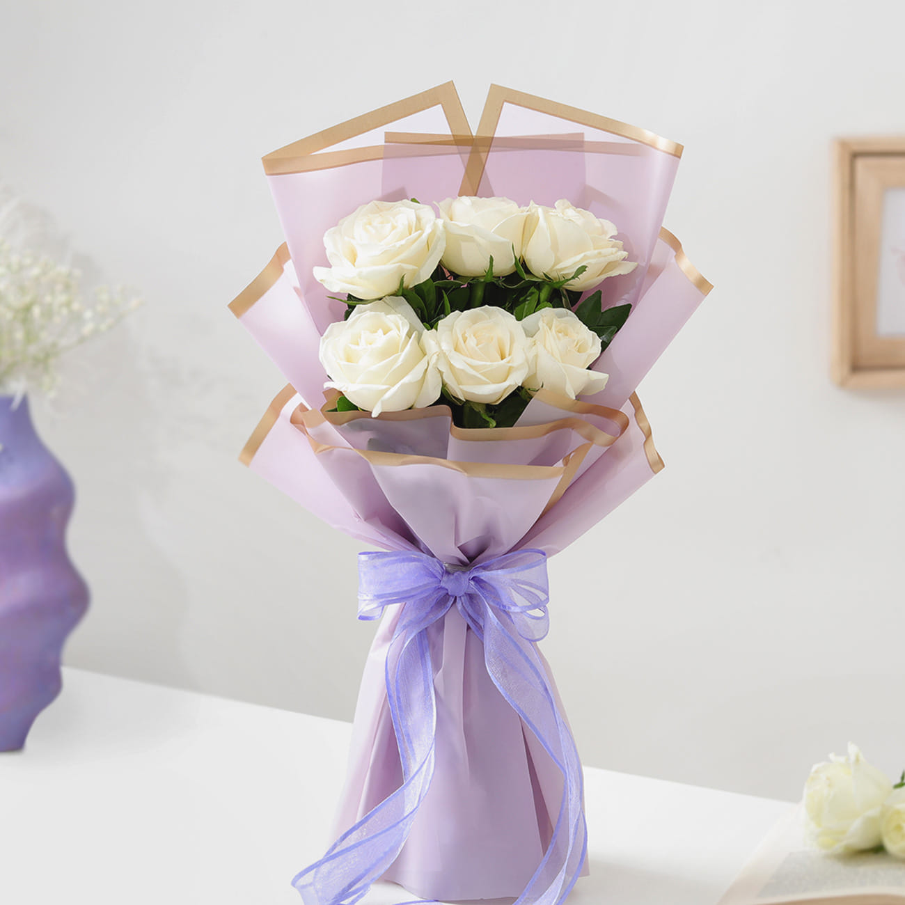 Serene White Roses Bouquet