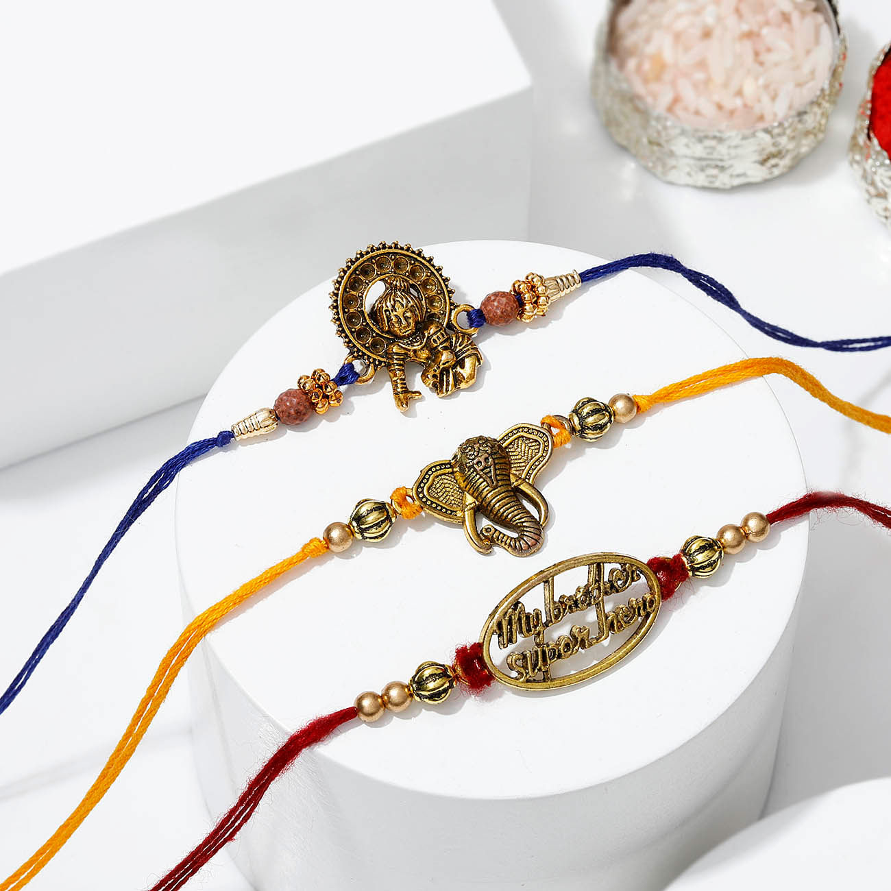 Set of 3 Designer Metal Rakhi