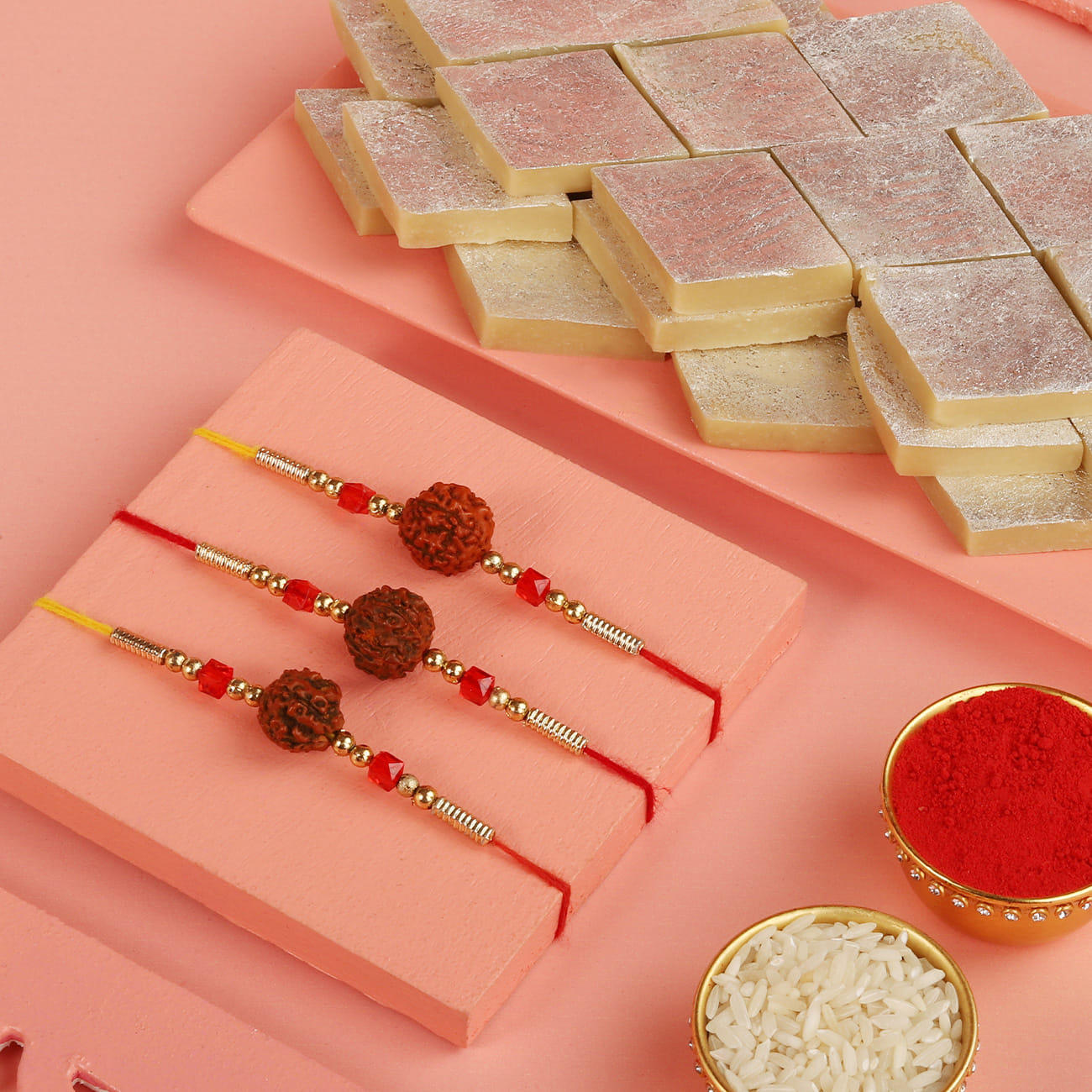 Set of 3 Positive Vibes Rakhi Hamper