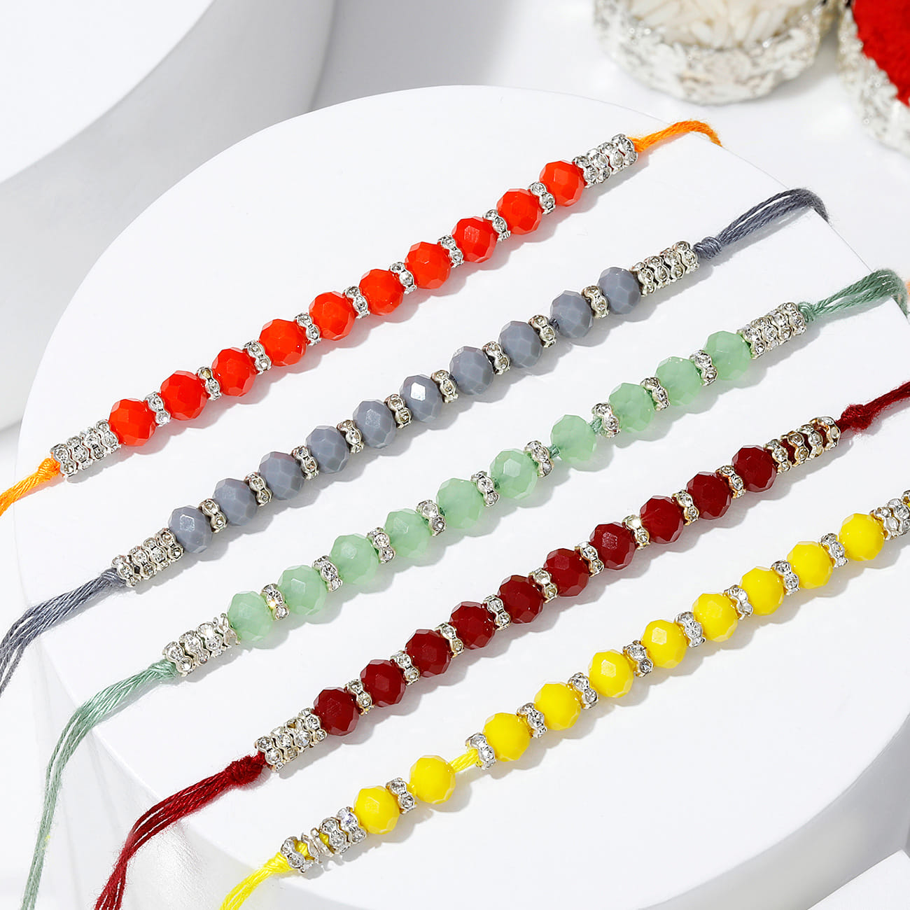 Set of 5 Vibrant Beaded Rakhis