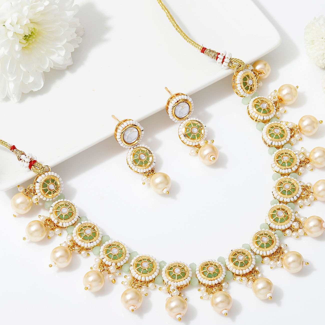 Shimmering Pearls Necklace For Karwa Chauth