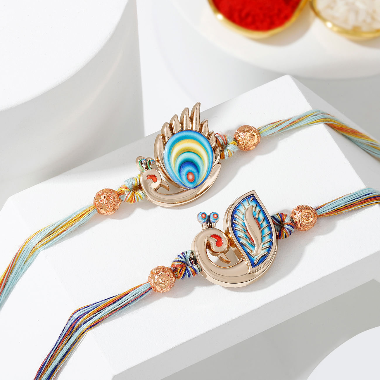 Special Vibrant Peacock Rakhi - Set Of 2