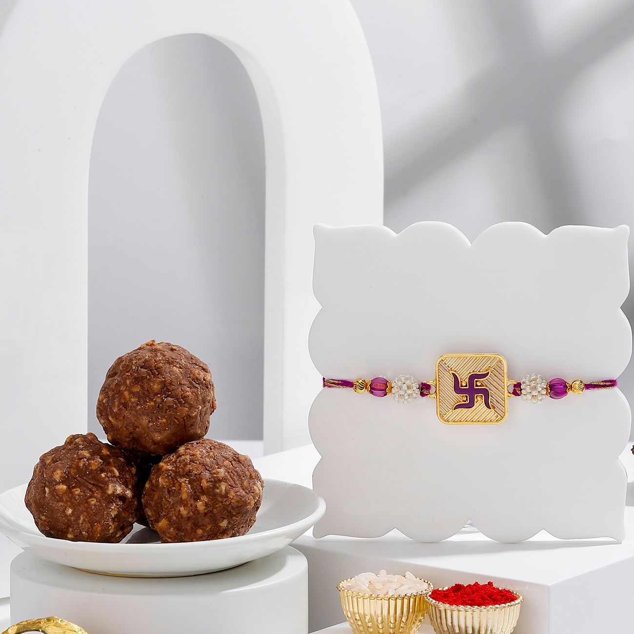 Swastik Rakhi With Chocolates