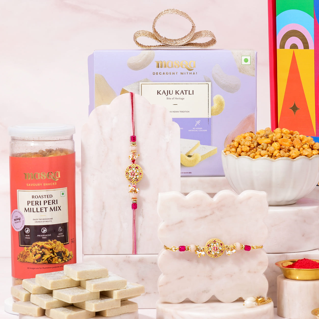 Sweet And Savoury Bhaiya Bhabhi Rakhi Hamper