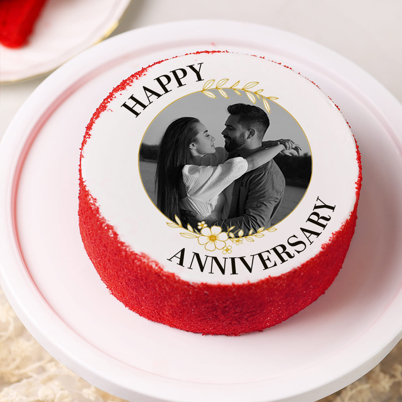 Sweet Anniversary Personalized Red Velvet Cake