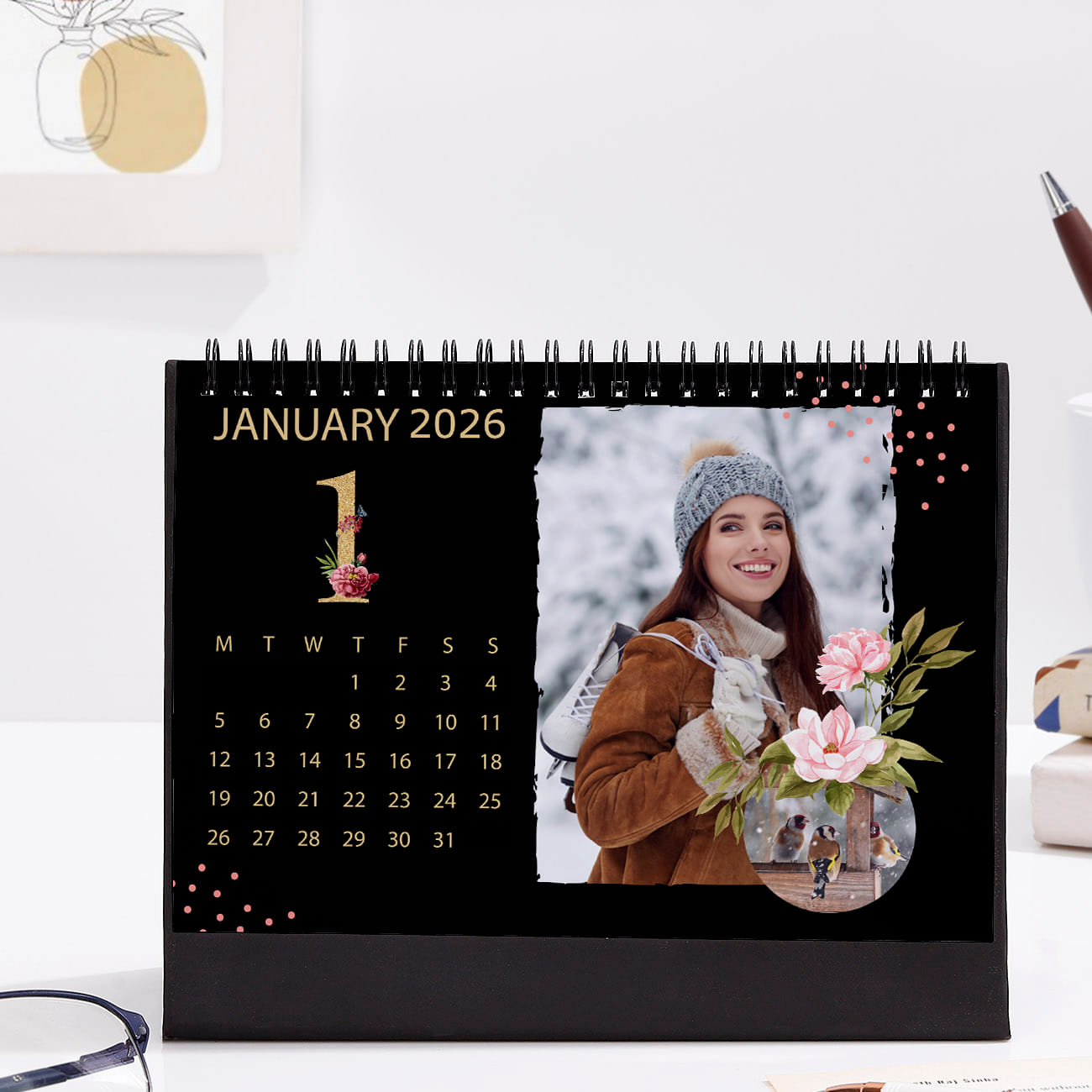 Table Calendar 2026 in Black