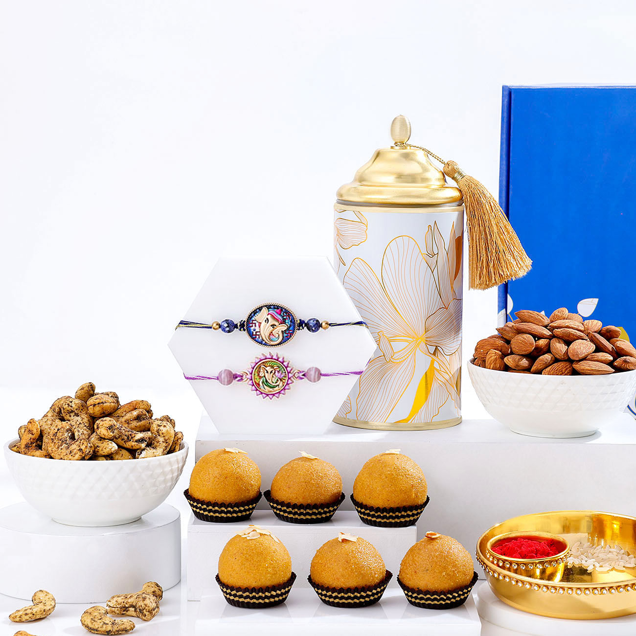 Tempting Besan Laddoo And Rakhi Hamper