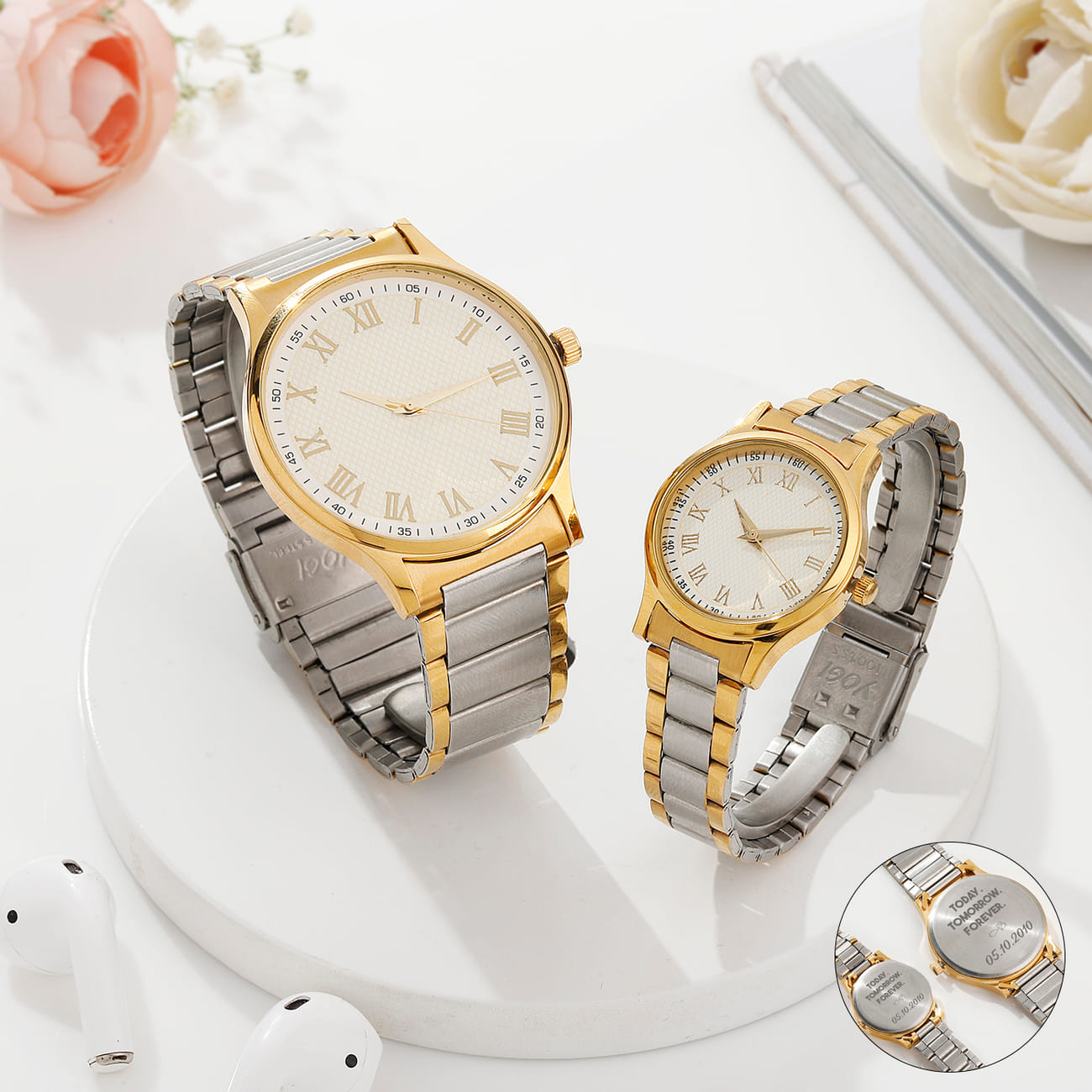 Today Tomorrow Forever Personalized Couple Watch Set
