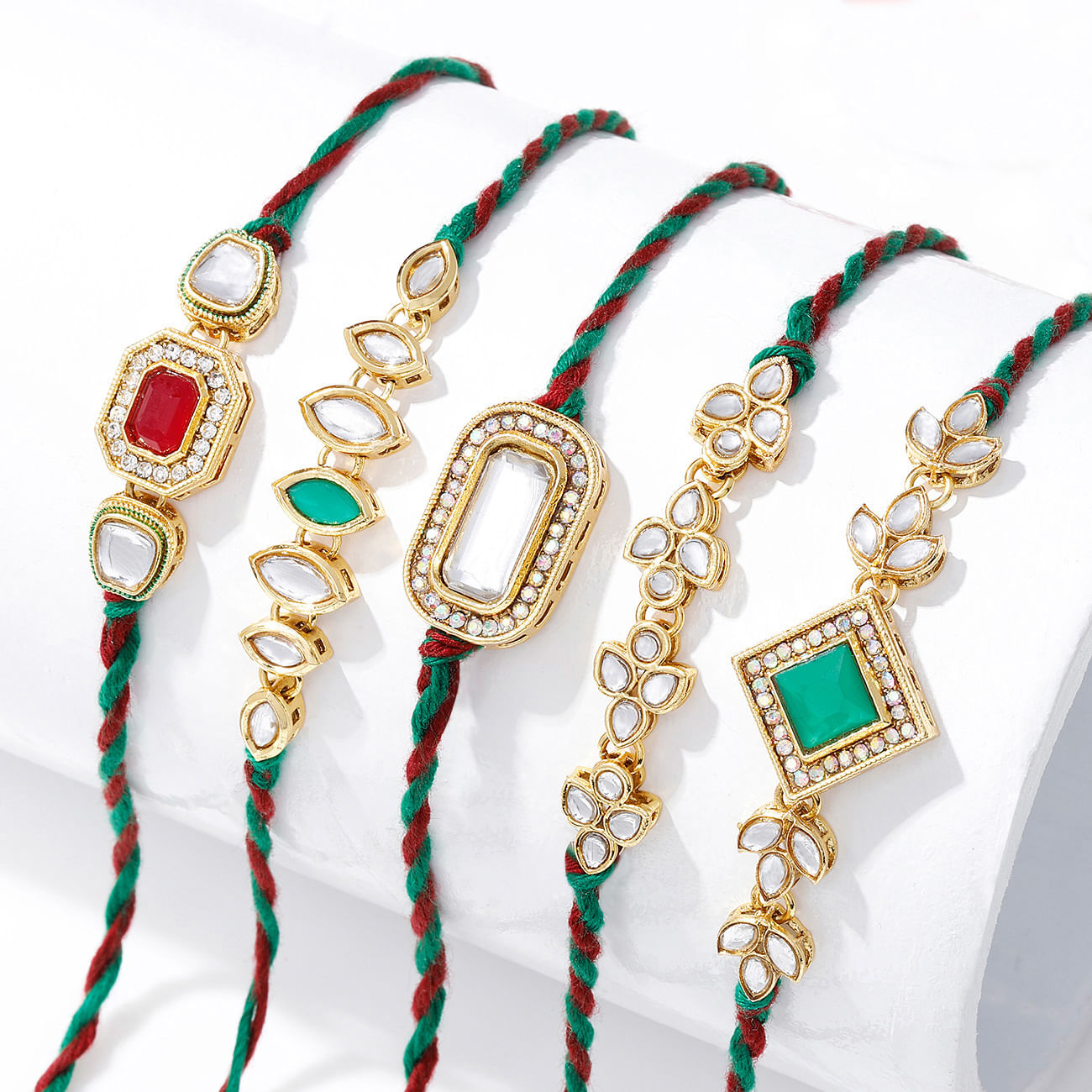 Traditional Kundan Polki Rakhi (Set of 5)