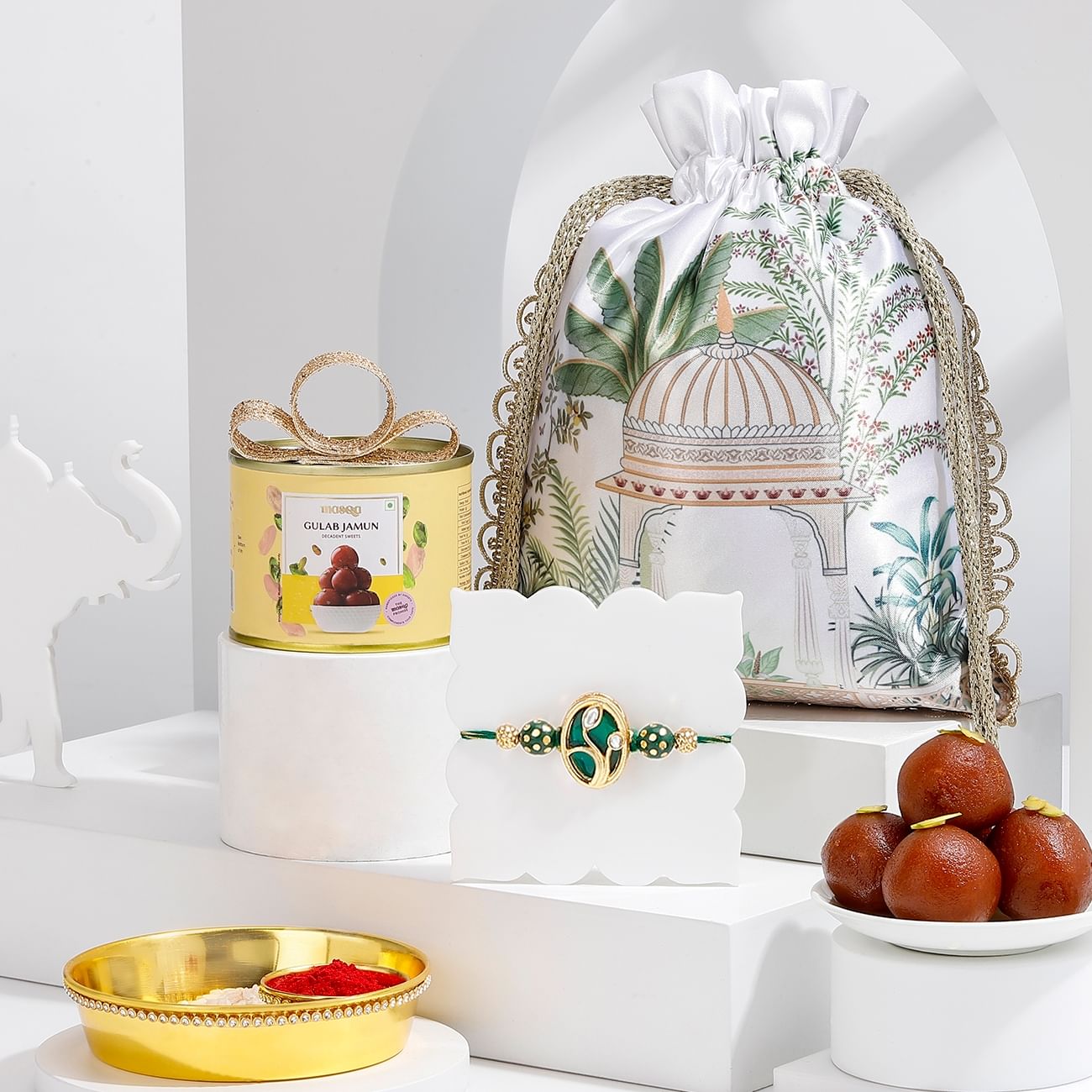 Traditional Kundan Rakhi Gift Hamper