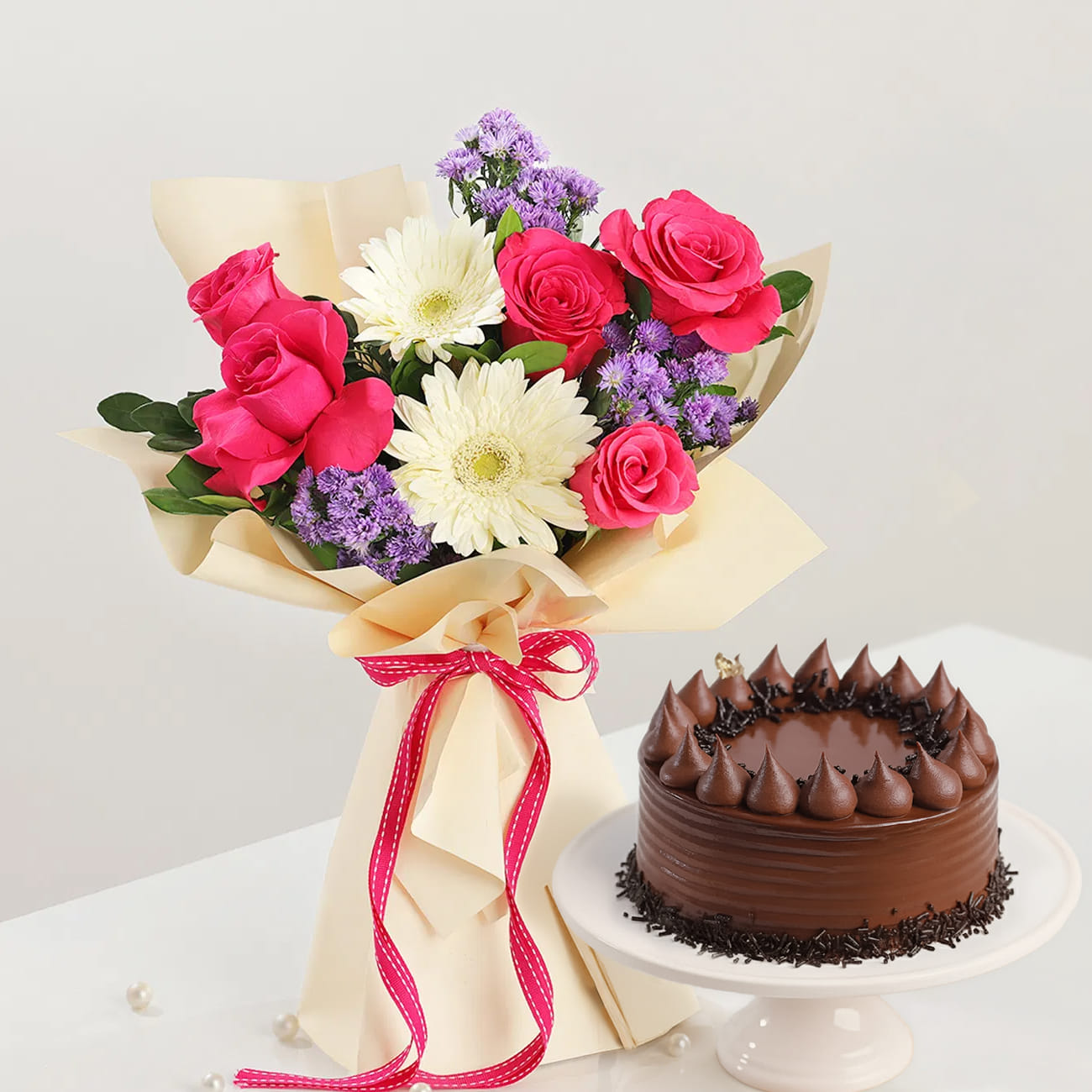 Vibrant Flowers & Choco Truffle Cake Combo