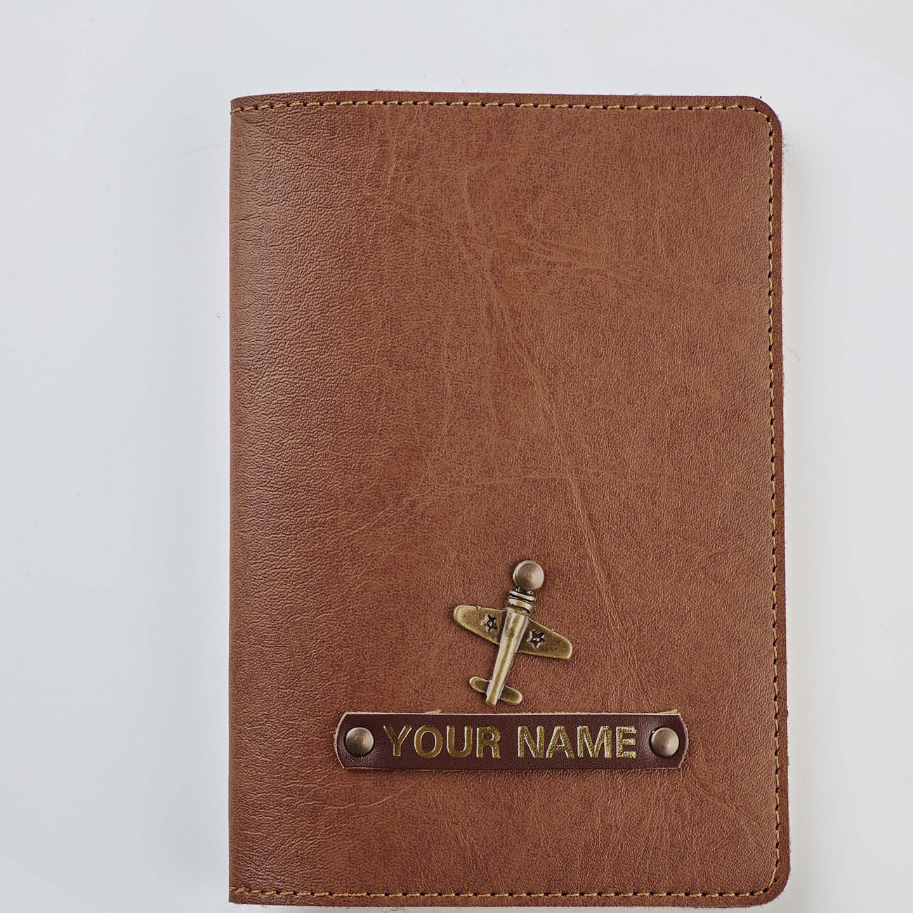 Wanderlust Personalized Passport Cover - Tan