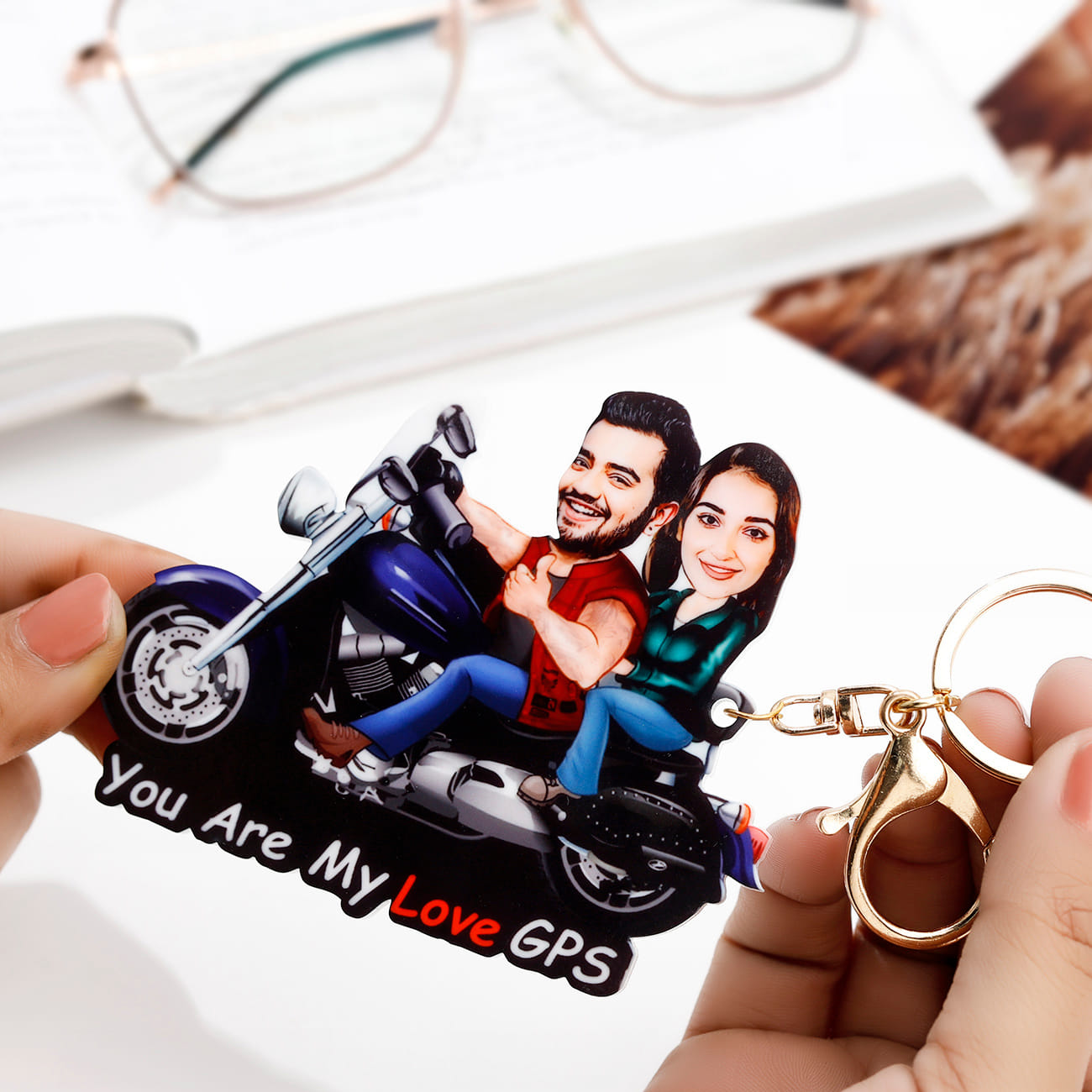 You Are My Love GPS - Personalized Caricature Bike Keychain