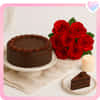 Valentines Cake & Red Roses to USA