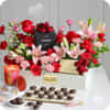 Flowers with chocolates bouquet