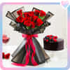 Valentines Flowers with cake  to UAE