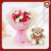 Valentines Flowers with Teddy to Canada